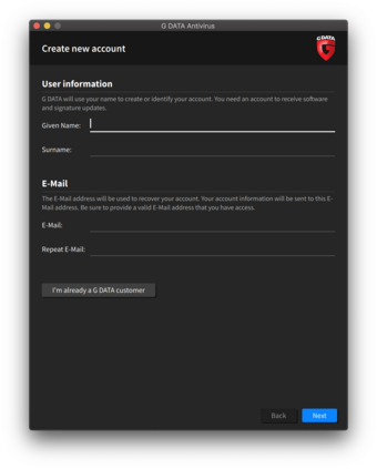 G DATA Antivirus Mac New Account